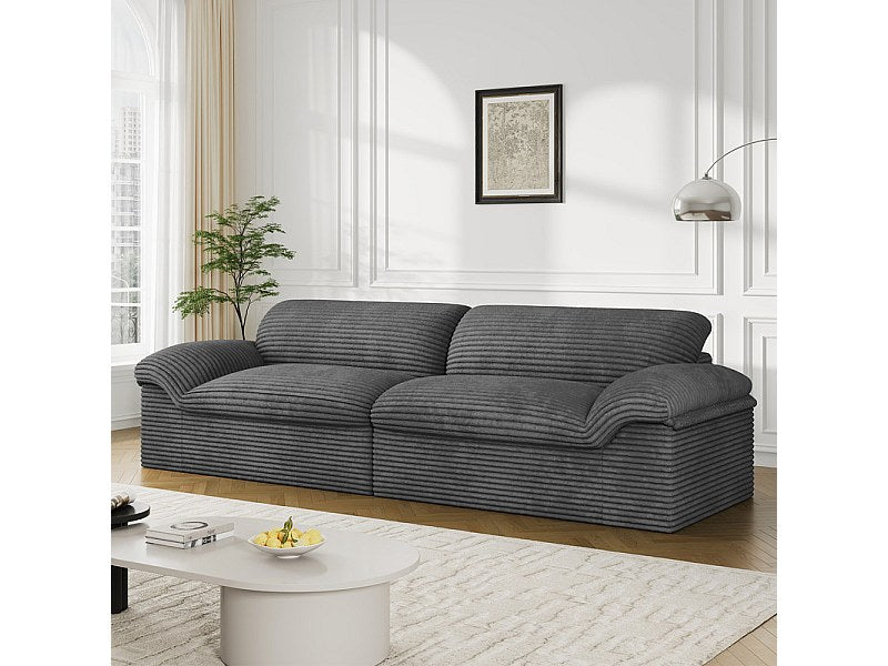 Canapé modulable 4 places gris velours