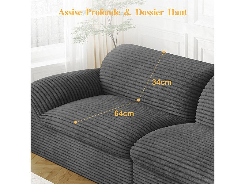Canapé modulable 4 places gris velours