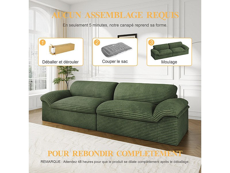 Canapé modulable 4 places vert velours