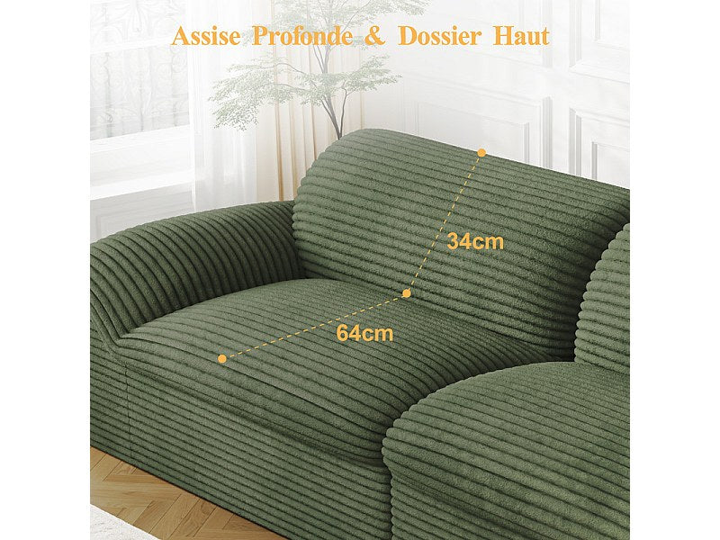Canapé modulable 4 places vert velours
