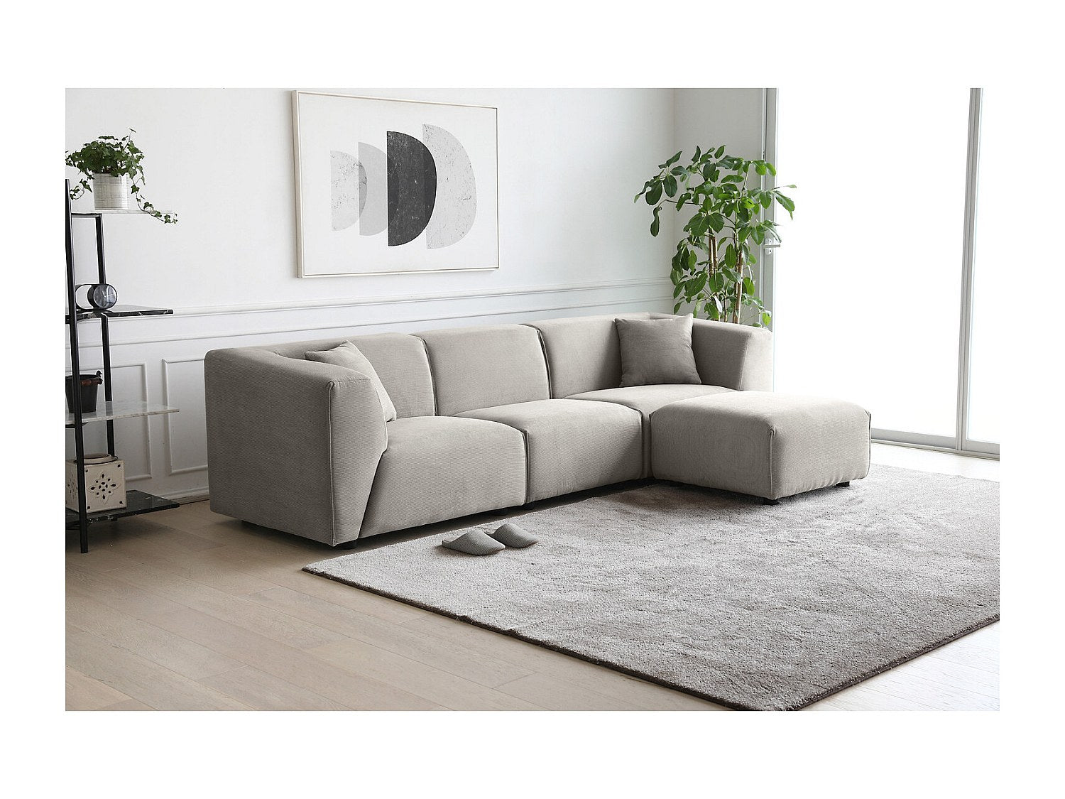 Pouf pour canapé modulable 3 places gris velours