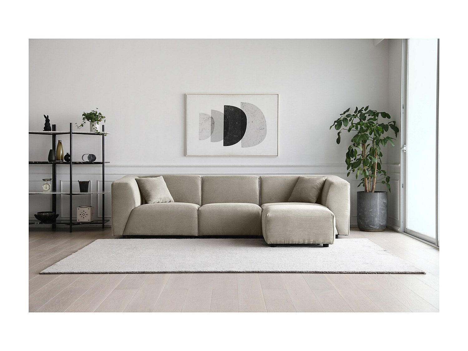 Pouf pour canapé modulable 3 places gris velours