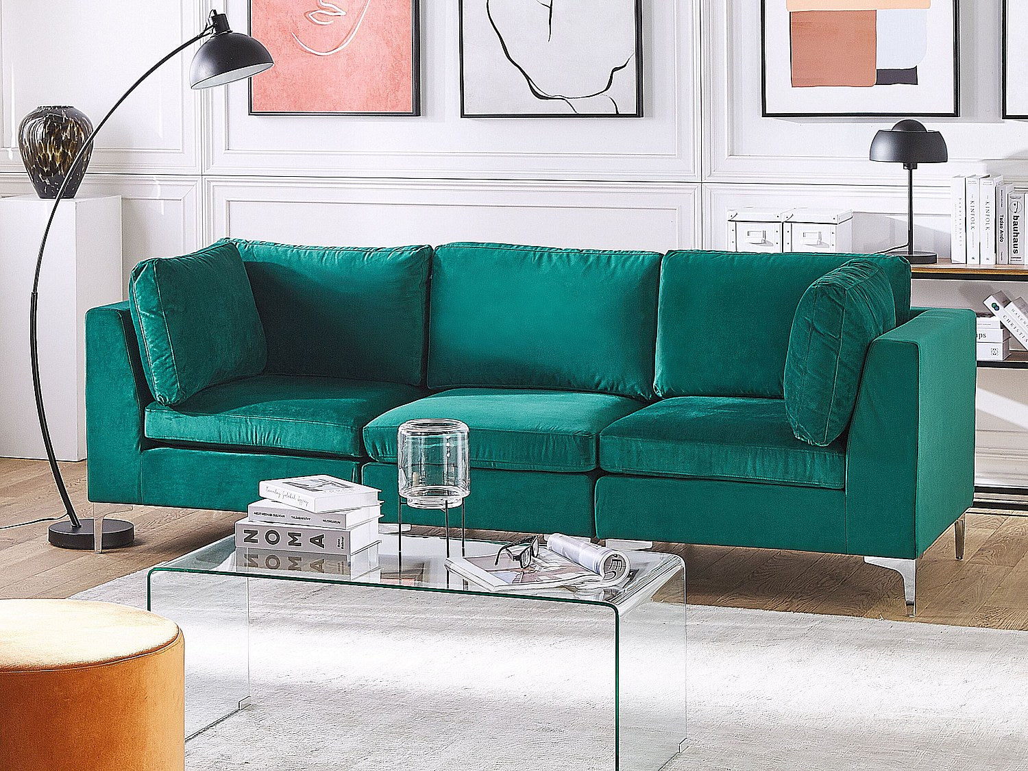 Canapé modulable 3 places vert velours