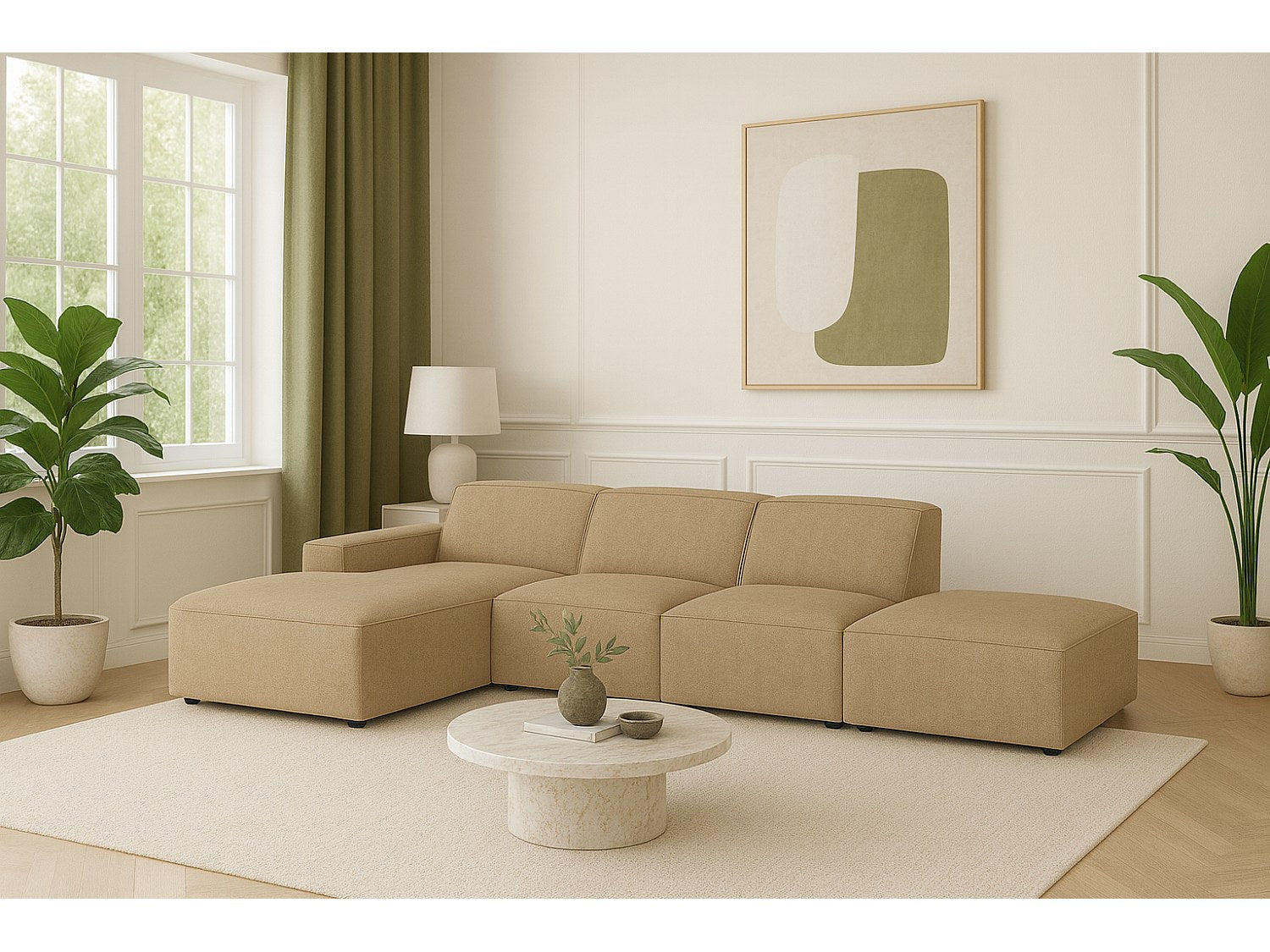 Canapé modulable marron tissu