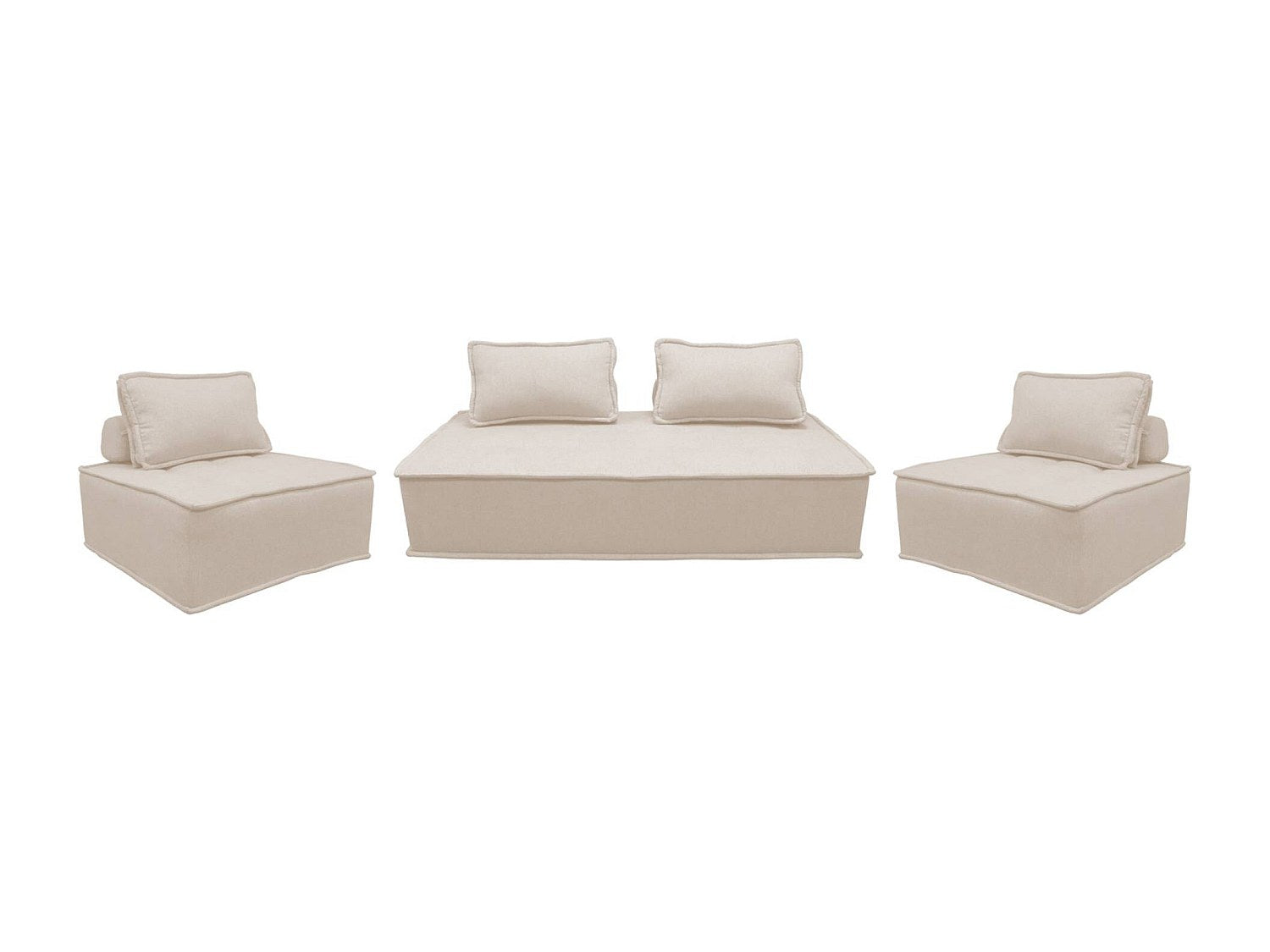 Chauffeuse modulable 4 places beige tissu