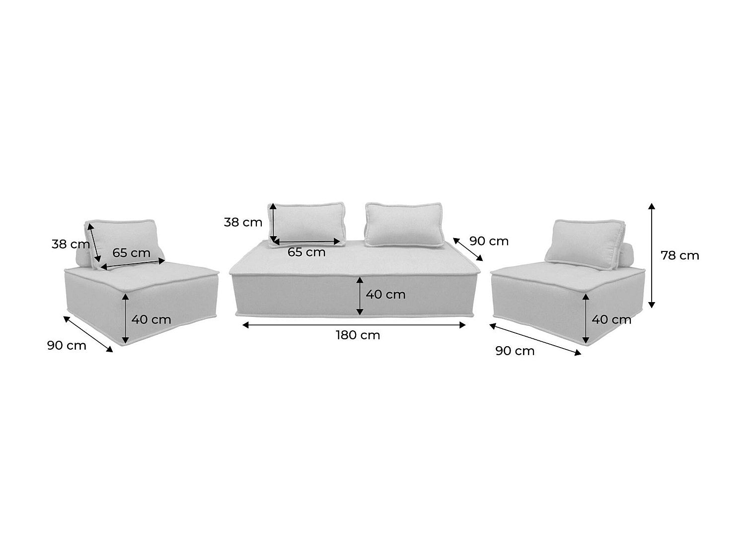 Chauffeuse modulable 4 places beige tissu