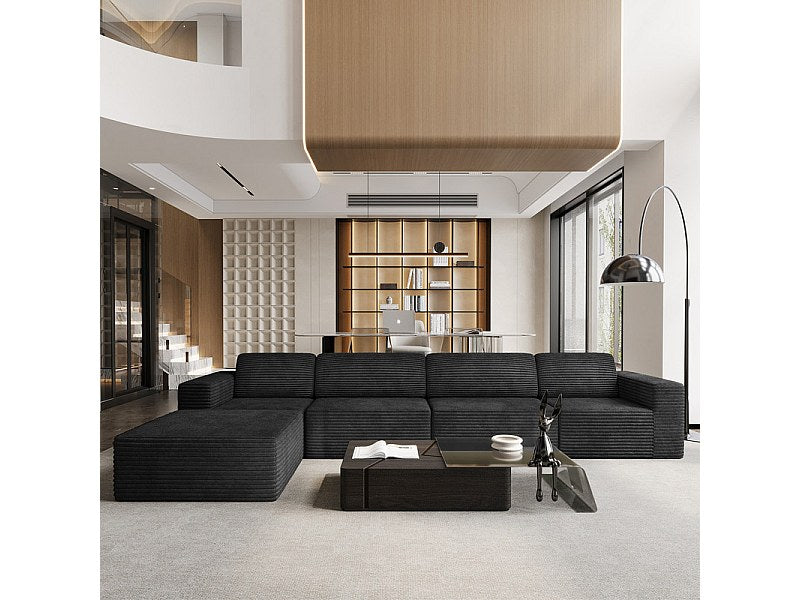 Pouf pour canapé modulable 4 places noir velours