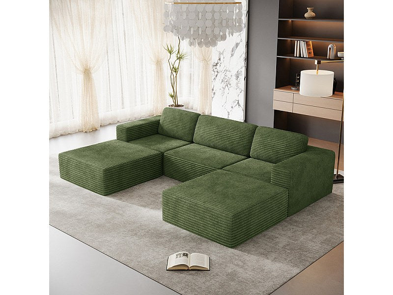 Angle pour canapé modulable 3 places vert velours