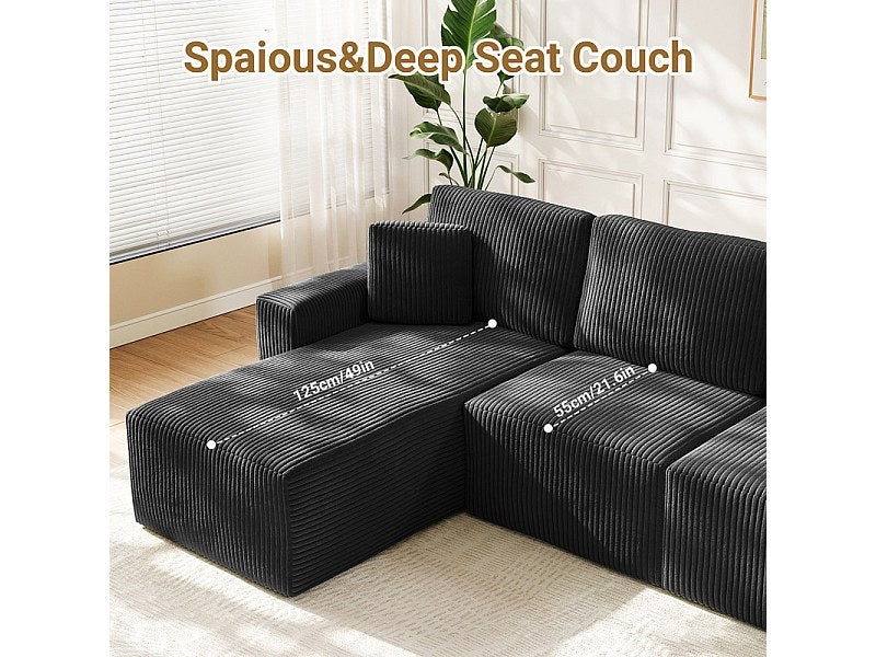 Méridienne pour canapé modulable 3 places noir velours