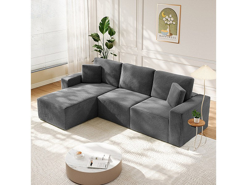 Méridienne pour canapé modulable 3 places gris velours