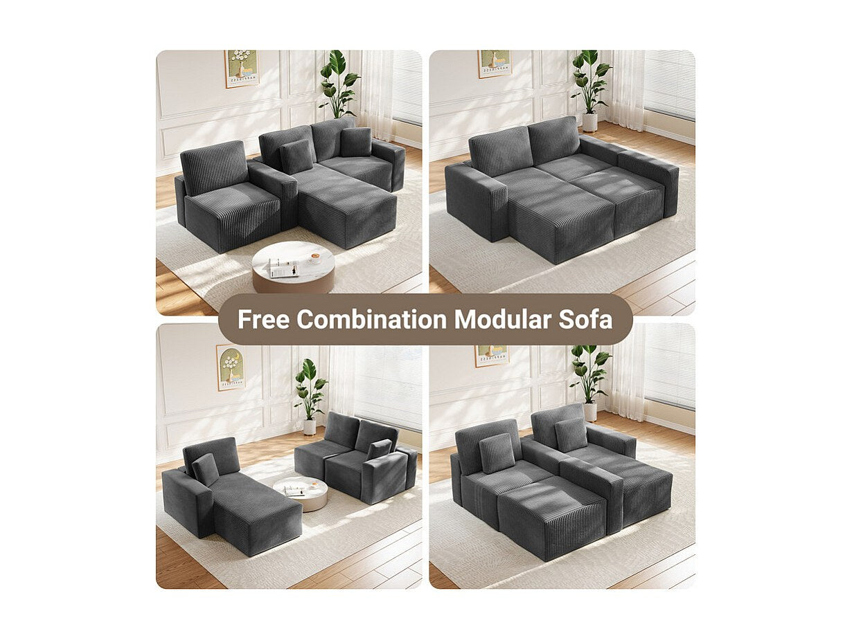 Méridienne pour canapé modulable 3 places gris velours