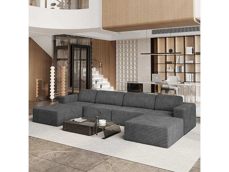 Angle pour canapé modulable 4 places gris velours