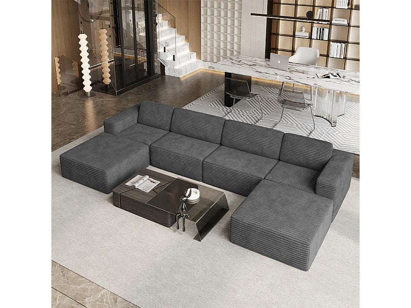 Angle pour canapé modulable 4 places gris velours