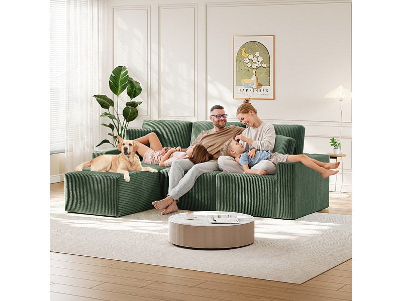 Méridienne pour canapé modulable 3 places vert velours