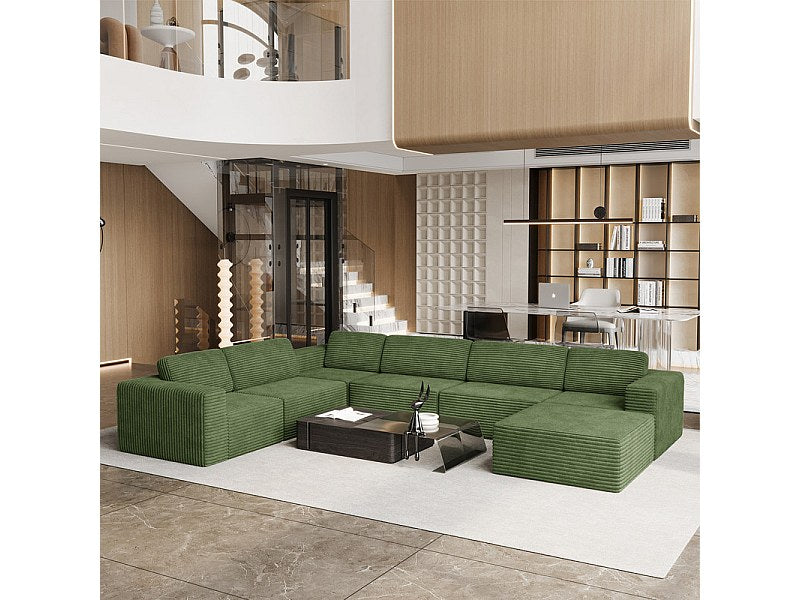 Pouf pour canapé modulable panoramique vert velours