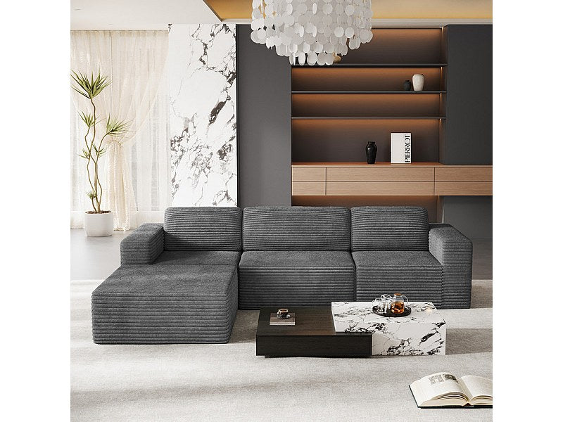 Pouf pour canapé modulable 3 places gris velours