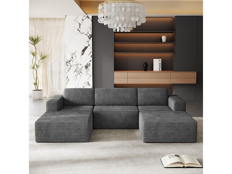 Angle pour canapé modulable 3 places gris velours