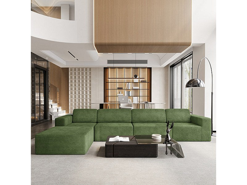 Pouf pour canapé modulable 4 places vert velours