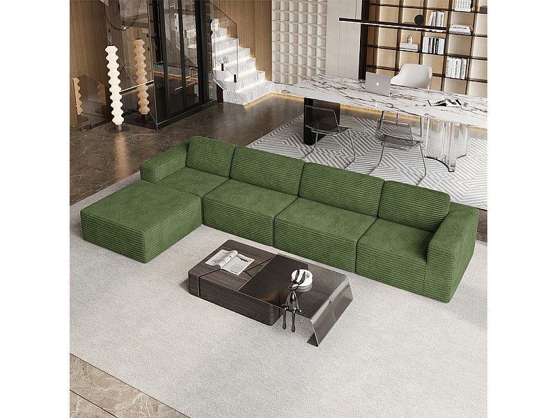 Pouf pour canapé modulable 4 places vert velours
