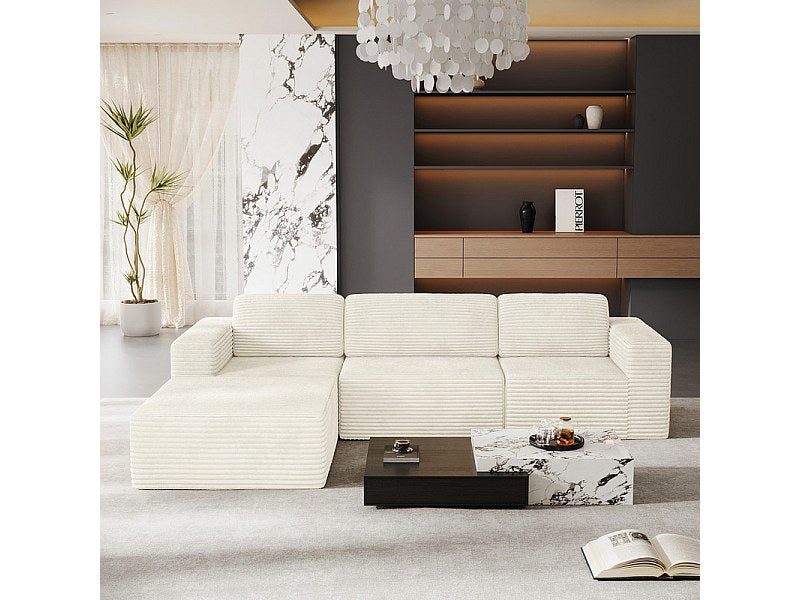Pouf pour canapé modulable 3 places beige velours