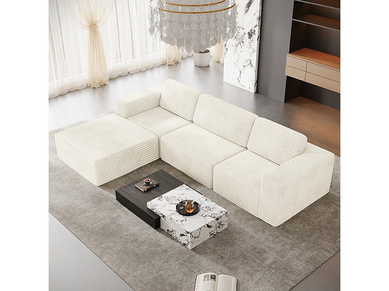 Pouf pour canapé modulable 3 places beige velours