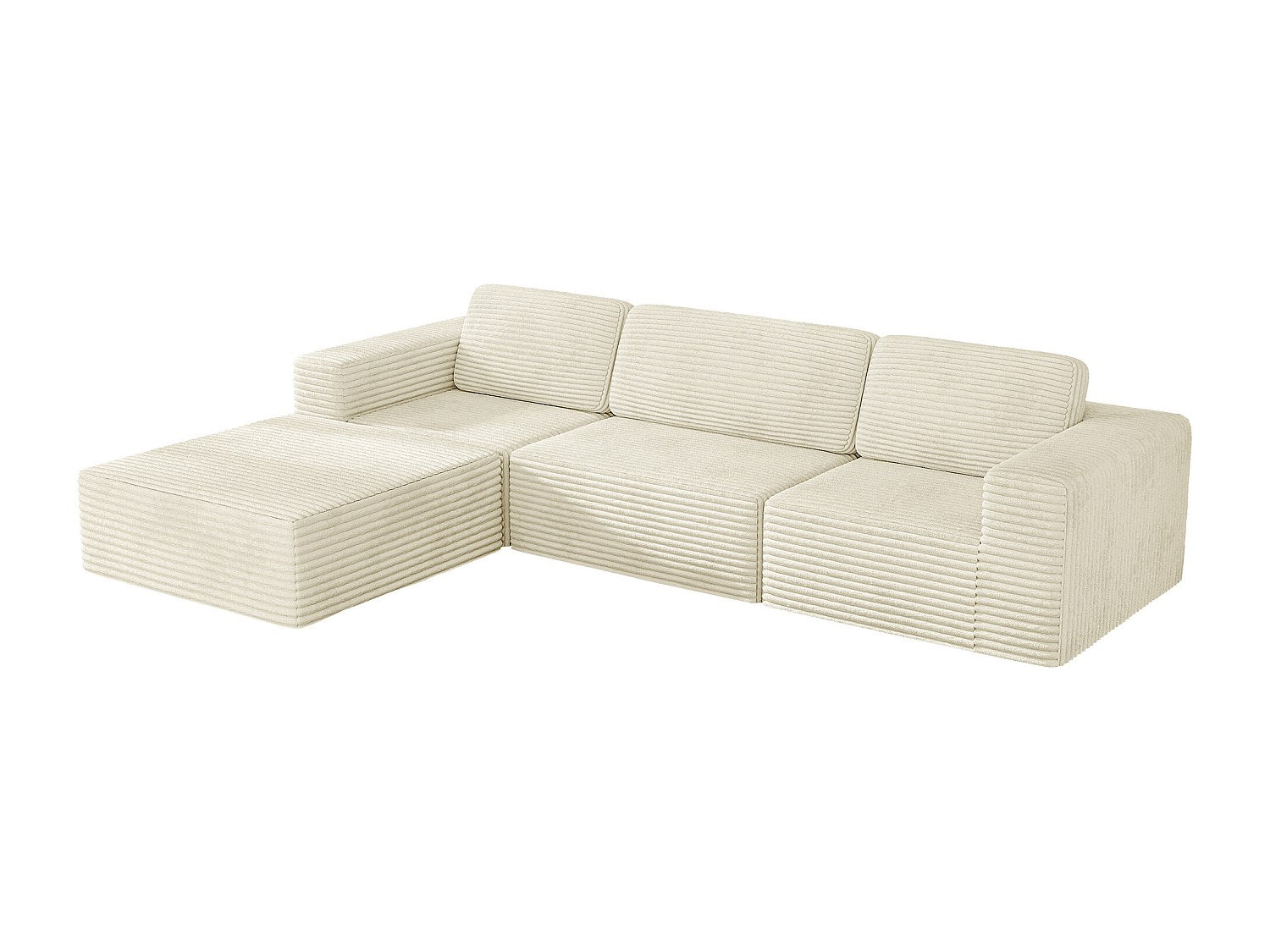 Pouf pour canapé modulable 3 places beige velours