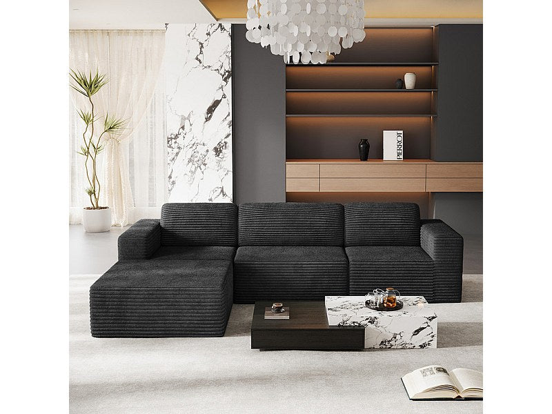 Pouf pour canapé modulable 3 places noir velours