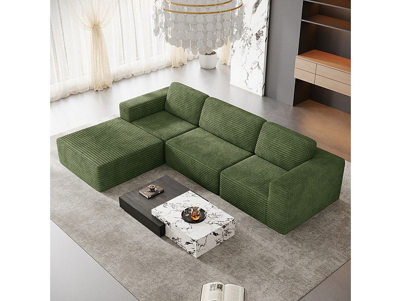 Pouf pour canapé modulable 3 places vert velours