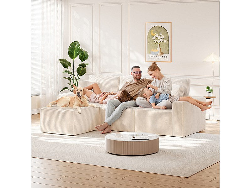 Méridienne pour canapé modulable 3 places beige velours