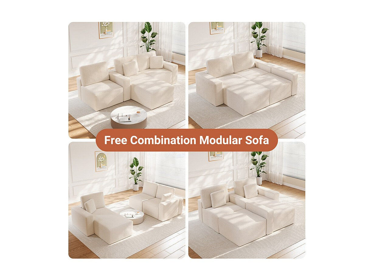 Méridienne pour canapé modulable 3 places beige velours