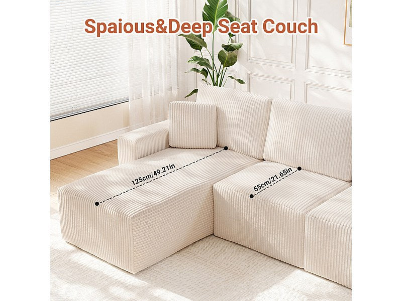 Méridienne pour canapé modulable 3 places beige velours