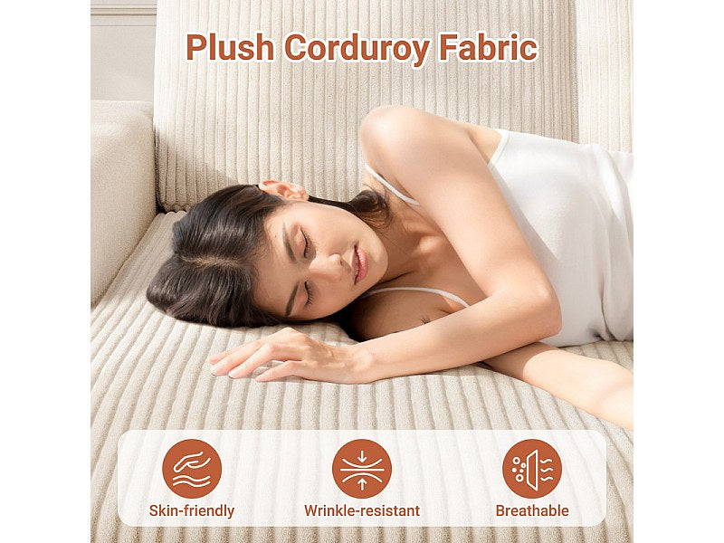 Méridienne pour canapé modulable 3 places beige velours