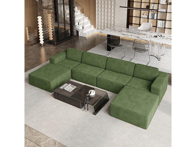 Angle pour canapé modulable 4 places vert velours