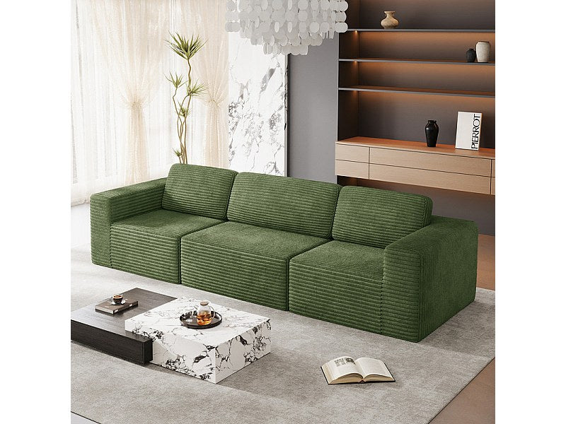 Canapé modulable 3 places vert velours
