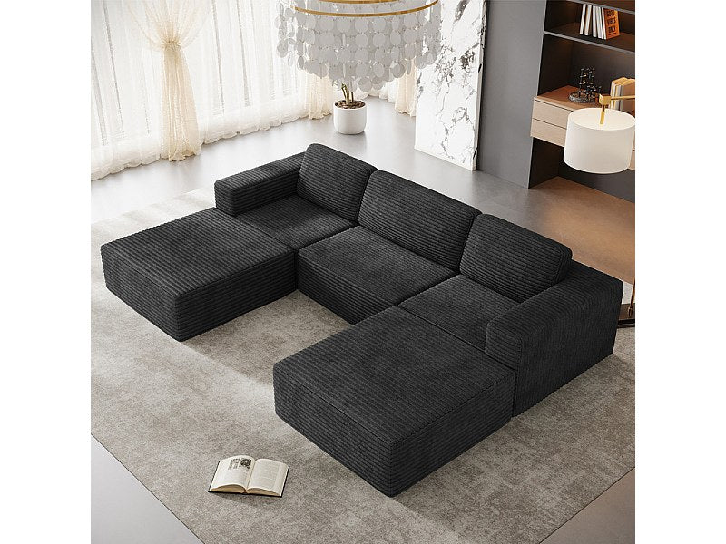Angle pour canapé modulable 3 places noir velours