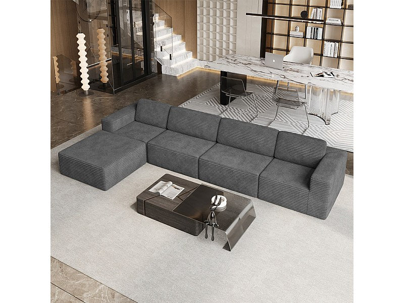 Pouf pour canapé modulable 4 places gris velours