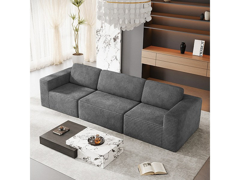 Canapé modulable 3 places gris velours
