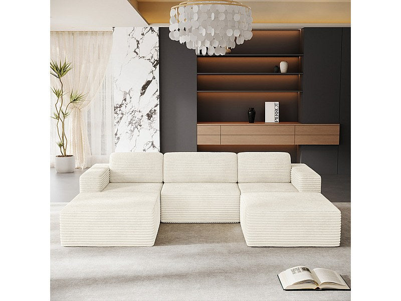 Angle pour canapé modulable 3 places beige velours