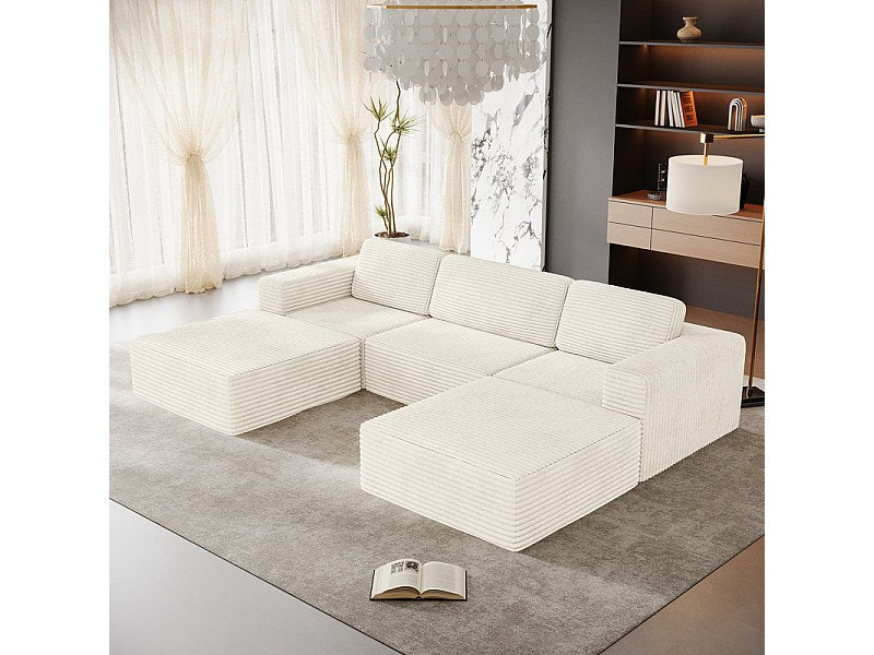 Angle pour canapé modulable 3 places beige velours