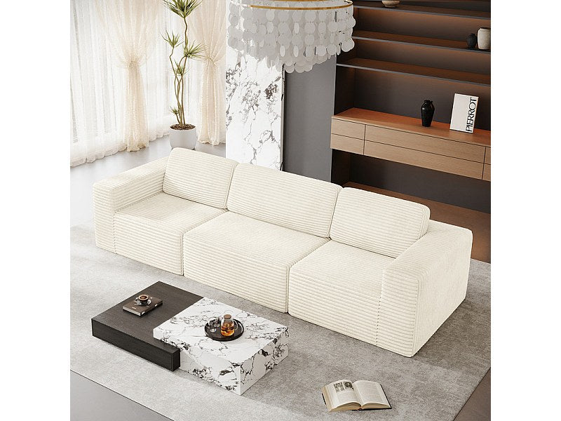 Canapé modulable 3 places beige velours