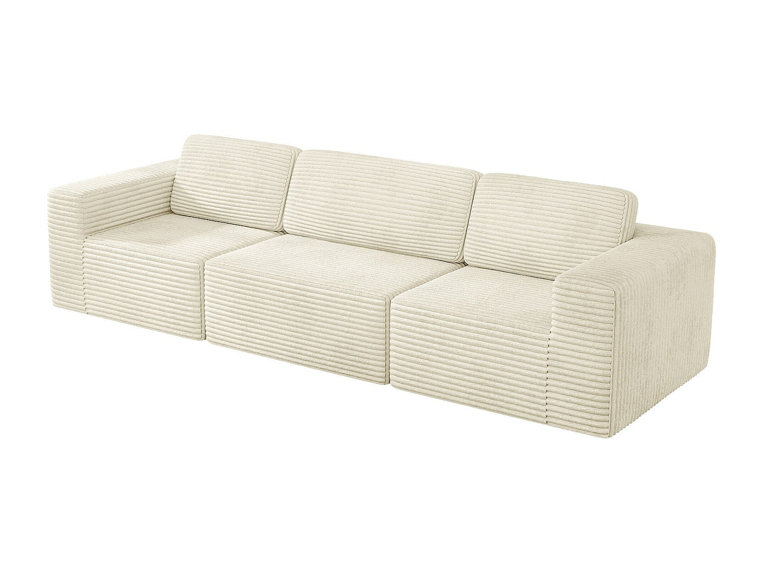 Canapé modulable 3 places beige velours