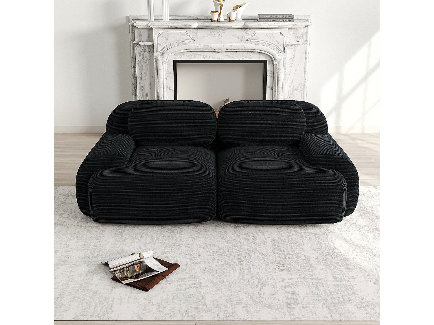 Canapé modulable noir velours
