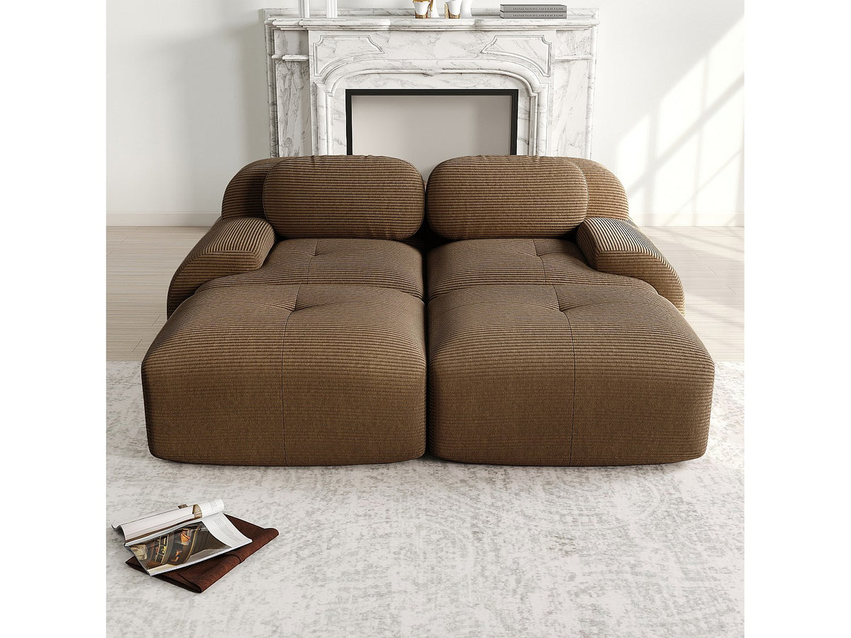 Méridienne pour canapé modulable 2 places marron velours