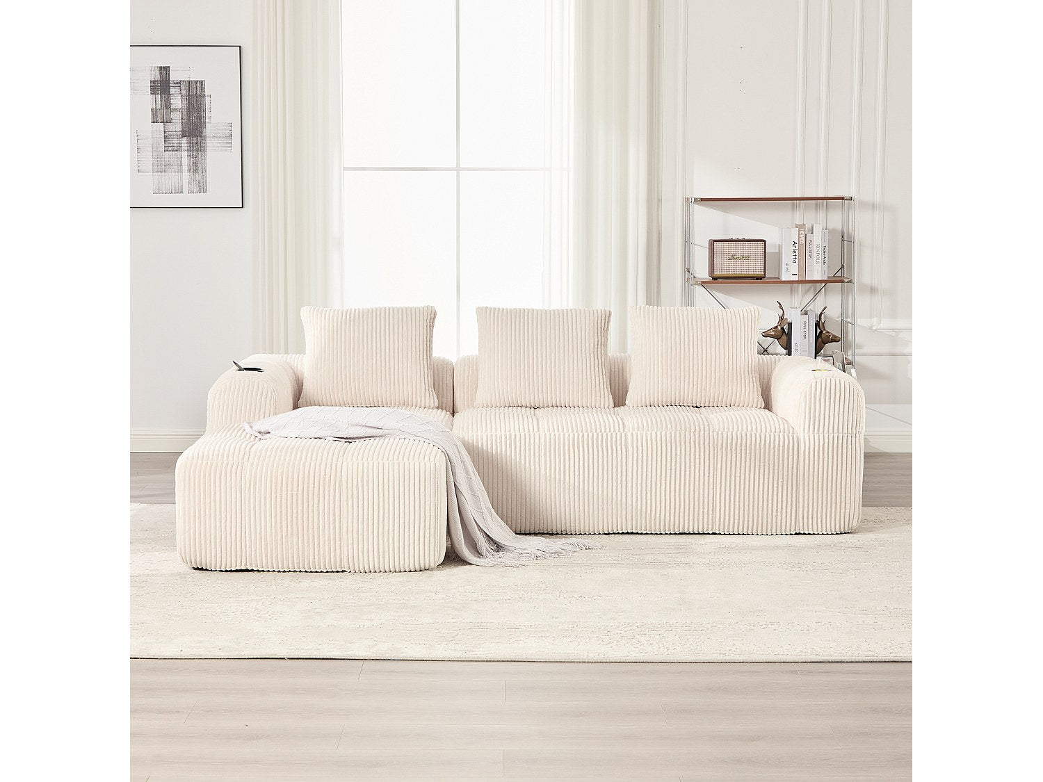 Canapé modulable beige velours