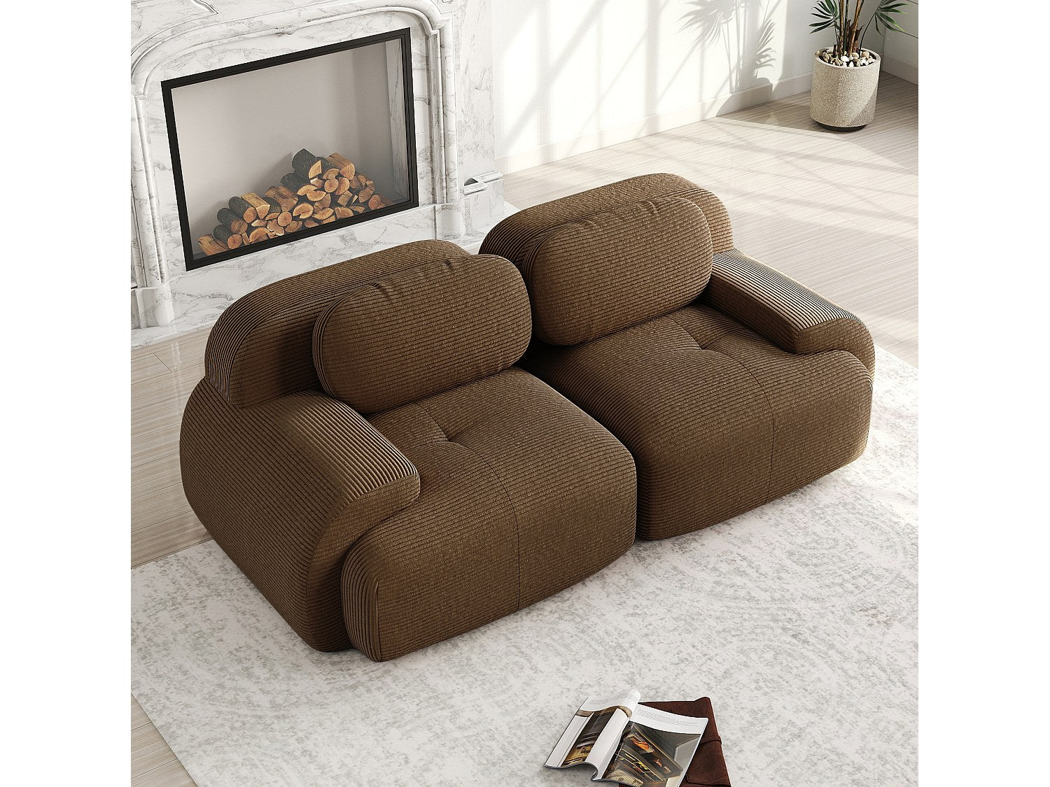 Canapé modulable marron velours