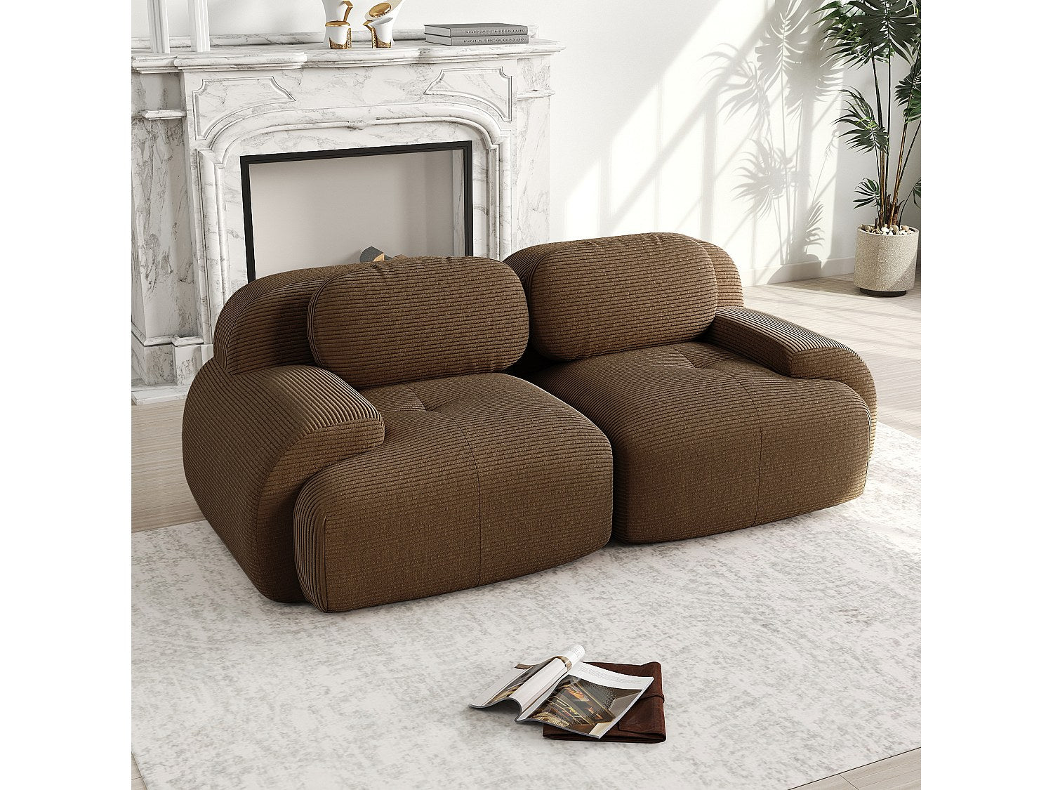 Canapé modulable marron velours