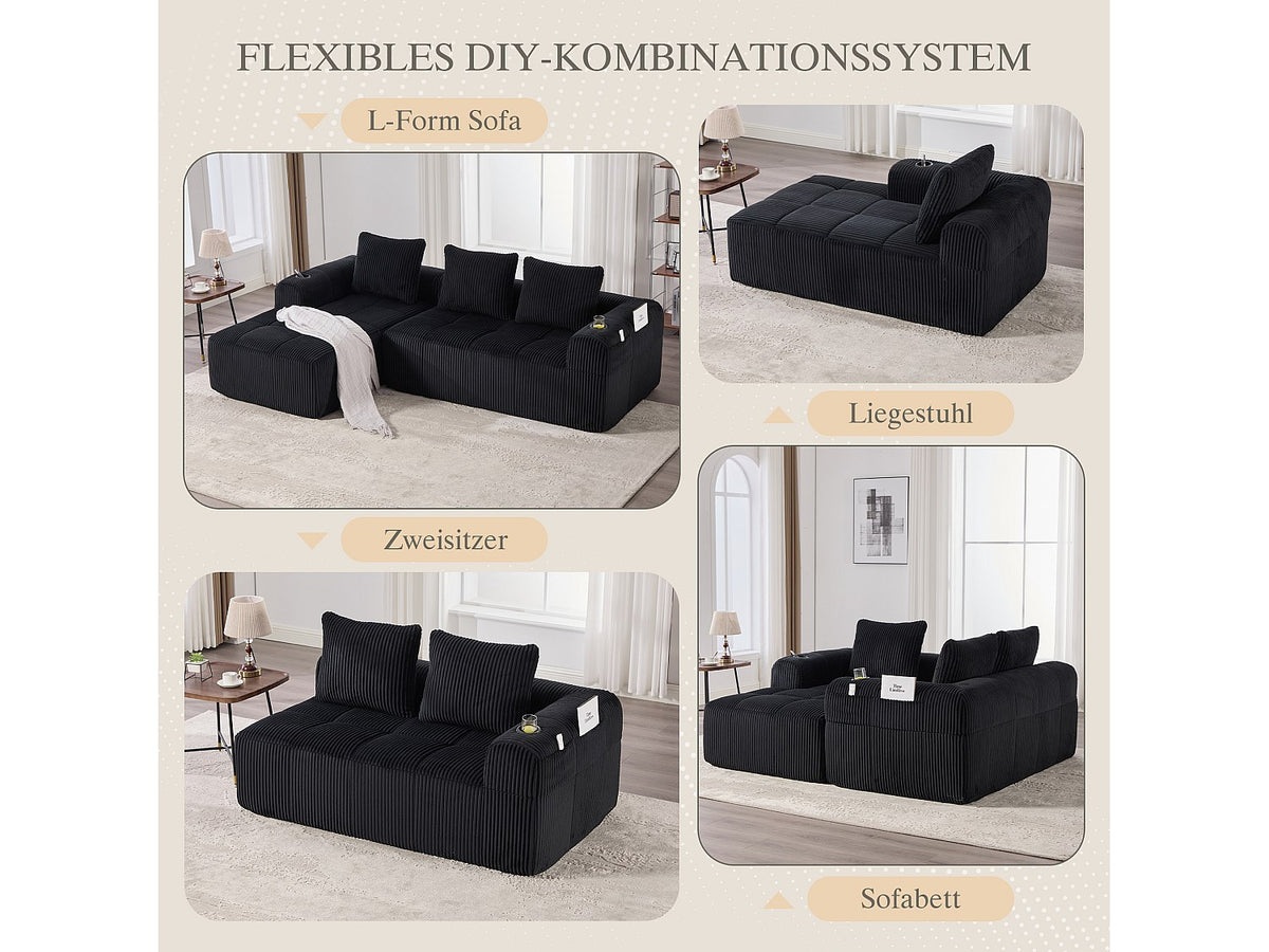 Canapé modulable noir velours