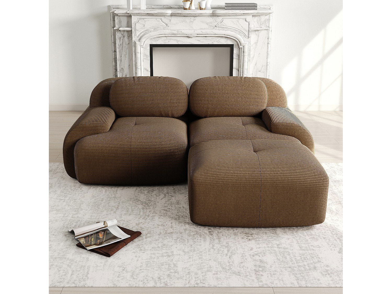 Canapé modulable marron velours