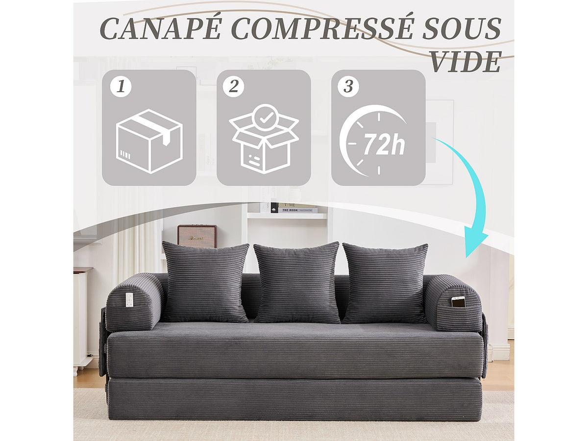 Canapé modulable gris tissu
