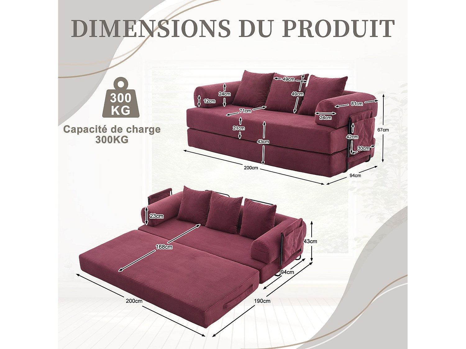 Canapé modulable tissu